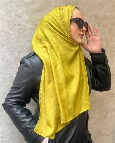 Yağ Yeşili Luxe Desen Jakar Şal