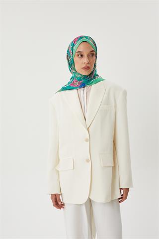 Yeşil & Benetton Retro Desen Şal