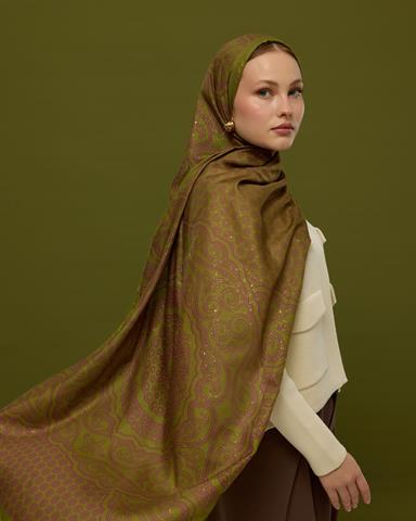 SV-BAL-24 Zeytin Çiçeği & Mürdüm Bala Hatun Desen  Şal