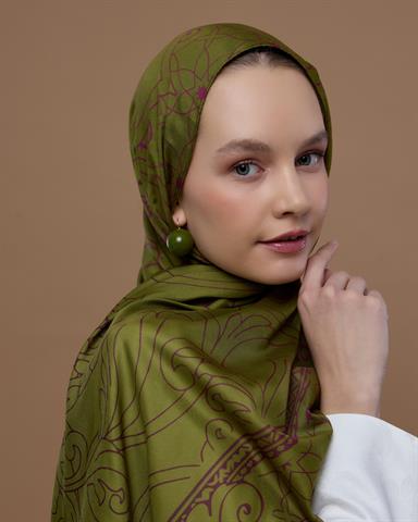 S-EFSUNLU-24 Zeytin Çiçeği & Mürdüm Efsunlu Desen Şal