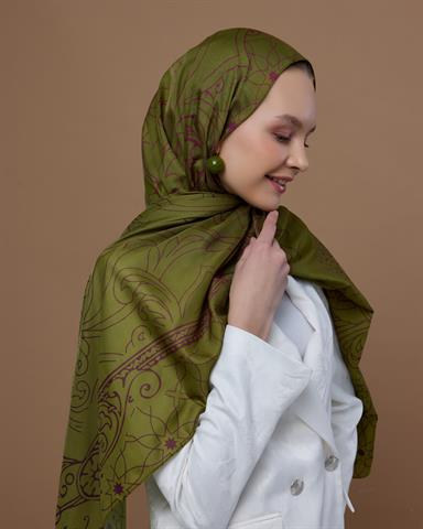 S-EFSUNLU-24 Zeytin Çiçeği & Mürdüm Efsunlu Desen Şal