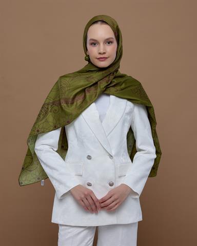 S-EFSUNLU-24 Zeytin Çiçeği & Mürdüm Efsunlu Desen Şal