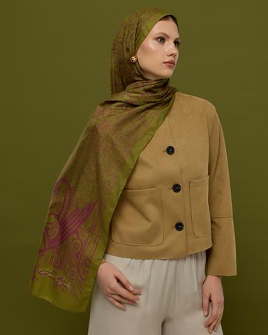 S-HAREM-24 Zeytin Çiçeği & Mürdüm Harem Rüyası Desen Şal