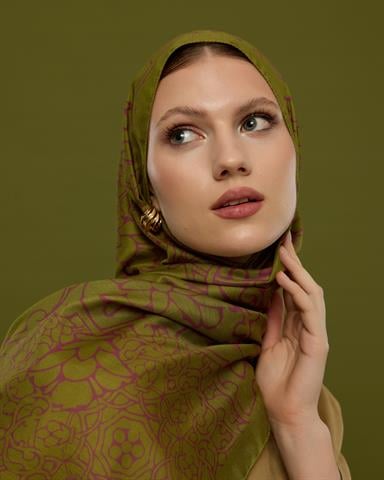 S-HAREM-24 Zeytin Çiçeği & Mürdüm Harem Rüyası Desen Şal