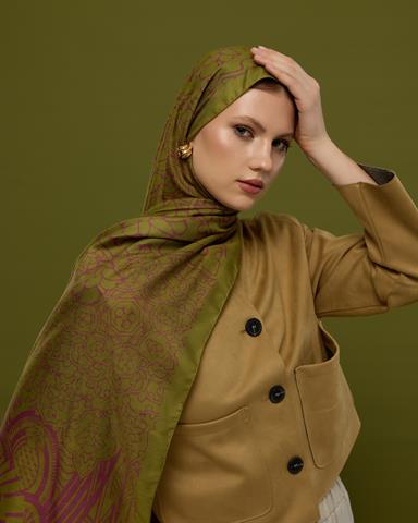 S-HAREM-24 Zeytin Çiçeği & Mürdüm Harem Rüyası Desen Şal