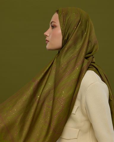 SV-HURREM-24 Zeytin Çiçeği & Mürdüm Hürrem Desen  Şal