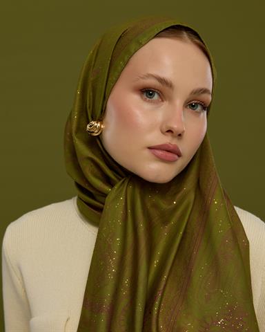 SV-HURREM-24 Zeytin Çiçeği & Mürdüm Hürrem Desen  Şal