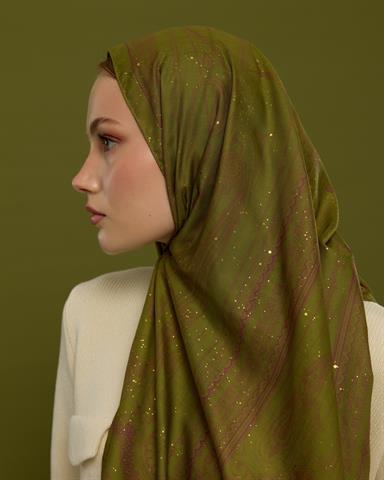 SV-HURREM-24 Zeytin Çiçeği & Mürdüm Hürrem Desen  Şal