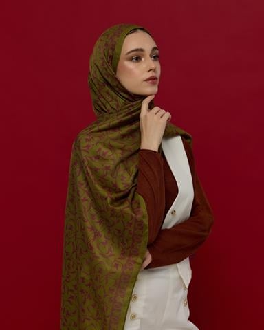 S-LALE-24 Zeytin Çiçeği & Mürdüm Lale Bahçesi Desen Şal