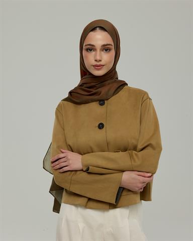 S-SARAYLI-17 Zeytin Kabuğu & Tarçın Işıltısı Saraylı Desen Şal