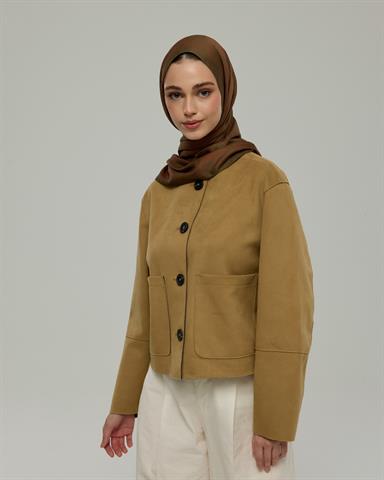 S-SARAYLI-17 Zeytin Kabuğu & Tarçın Işıltısı Saraylı Desen Şal