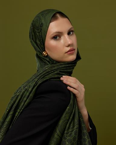 SV-BAL-74 Zeytin & Siyah Bala Hatun Desen  Şal