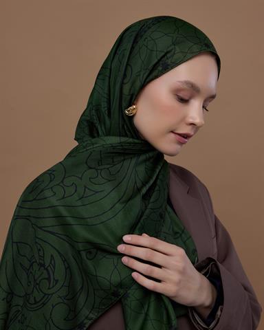 S-EFSUNLU-74 Zeytin & Siyah Efsunlu Desen Şal