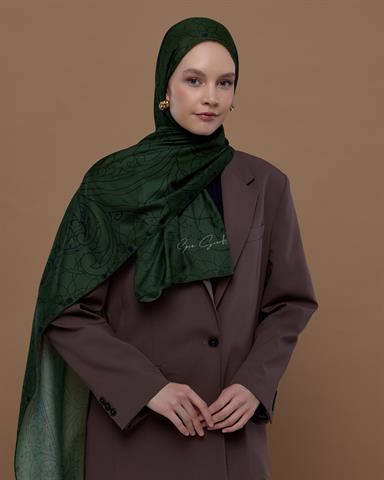 S-EFSUNLU-74 Zeytin & Siyah Efsunlu Desen Şal