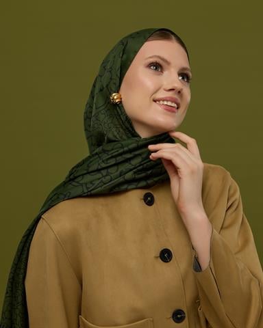 S-HAREM-74 Zeytin & Siyah Harem Rüyası Desen Şal