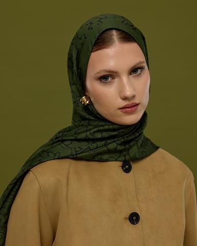 S-HAREM-74 Zeytin & Siyah Harem Rüyası Desen Şal