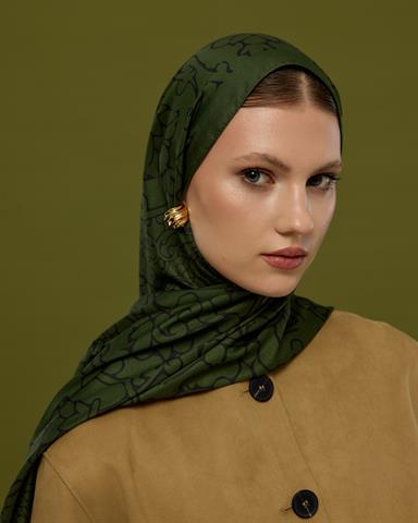 S-HAREM-74 Zeytin & Siyah Harem Rüyası Desen Şal