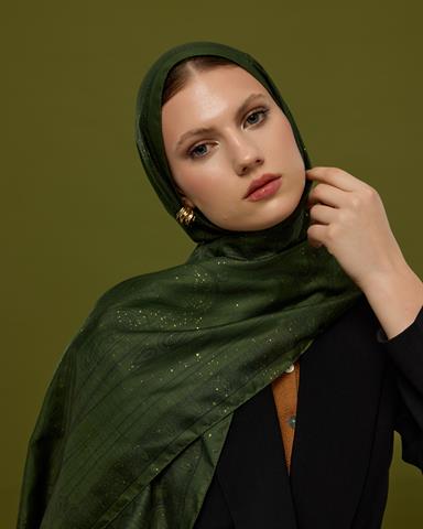 SV-HURREM-74 Zeytin & Siyah Hürrem Desen  Şal