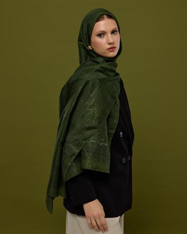 SV-HURREM-74 Zeytin & Siyah Hürrem Desen  Şal