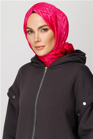 Fuşya Zikzak Desen Parlak Jakar Şal