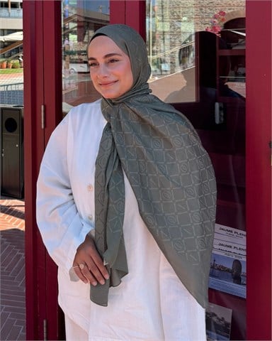Kül Gri Imannoor Matris Desen Pamuk Jakar Şal