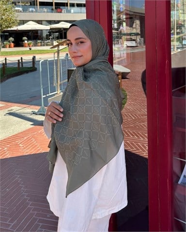 Kül Gri Imannoor Matris Desen Pamuk Jakar Şal