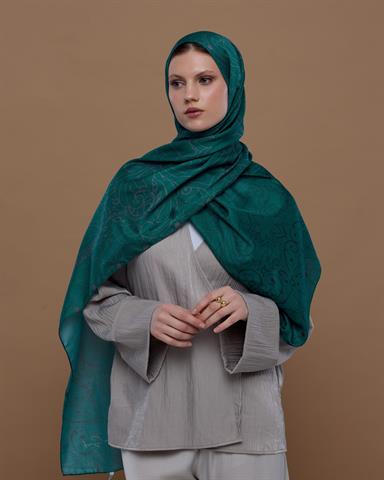 S-EFSUNLU-53 Zümrüt & Lavanta Çizgisi Efsunlu Desen Şal