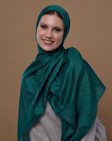 S-EFSUNLU-53 Zümrüt & Lavanta Çizgisi Efsunlu Desen Şal