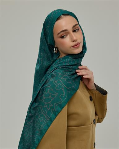 S-HAREM-53 Zümrüt & Lavanta Çizgisi Harem Rüyası Desen Şal