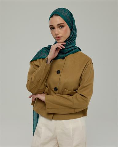 S-LALE-53 Zümrüt & Lavanta Çizgisi Lale Bahçesi Desen Şal