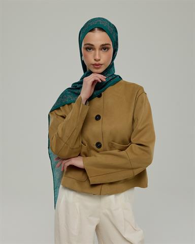 S-LALE-53 Zümrüt & Lavanta Çizgisi Lale Bahçesi Desen Şal