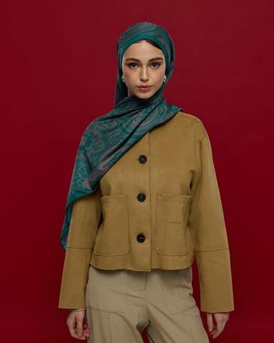 S-SULTANİ-53 Zümrüt & Lavanta Çizgisi Sultani Desen Şal