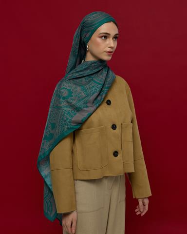 S-SULTANİ-53 Zümrüt & Lavanta Çizgisi Sultani Desen Şal