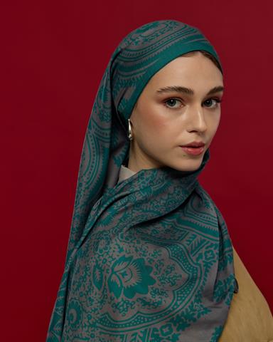 Zümrüt & Lavanta Çizgisi Sultani Desen Şal