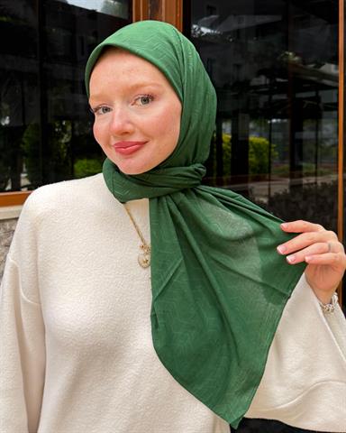 Zümrüt Zikzak Lyocell Bambu Jakar Eşarp