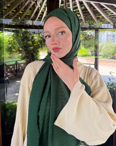Zümrüt Zikzak Lyocell Bambu Jakar Şal
