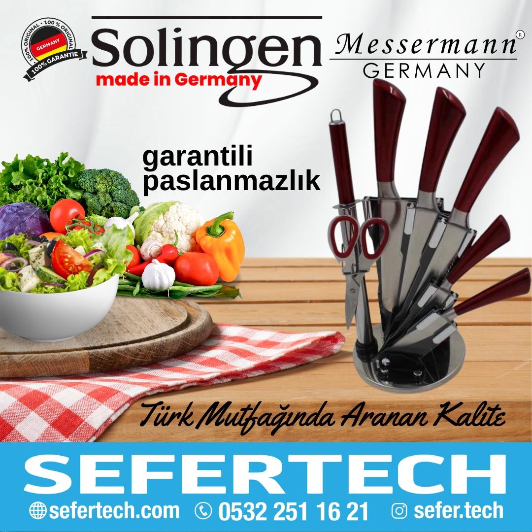 MESSERMANN 8 PARÇA STANDLI ŞEF BIÇAĞI SETİ-KIRMIZI