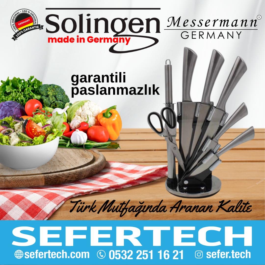 MESSERMANN 8 PARÇA STANDLI ŞEF BIÇAĞI SETİ-GRİ