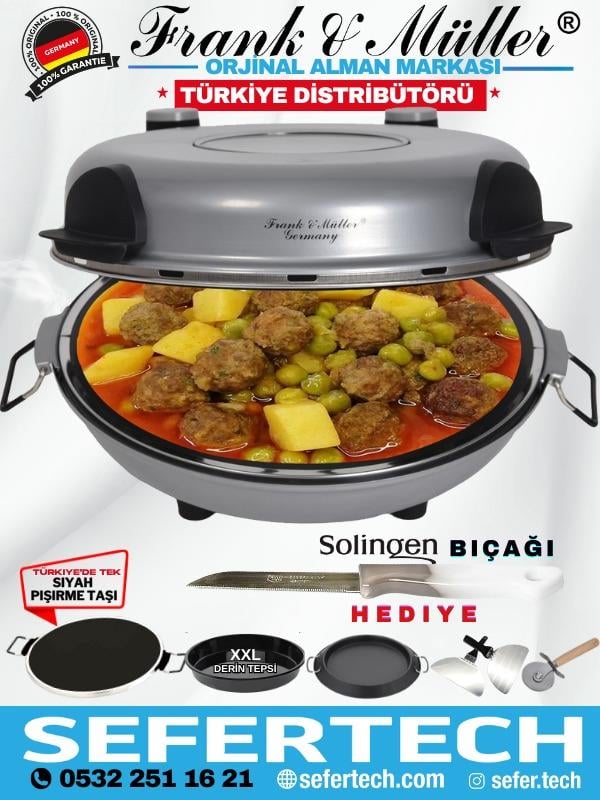 FRANK & MÜLLER GERMANY TAŞ FIRIN SETİ - GRİ (TEPSİ HEDİYELİ)