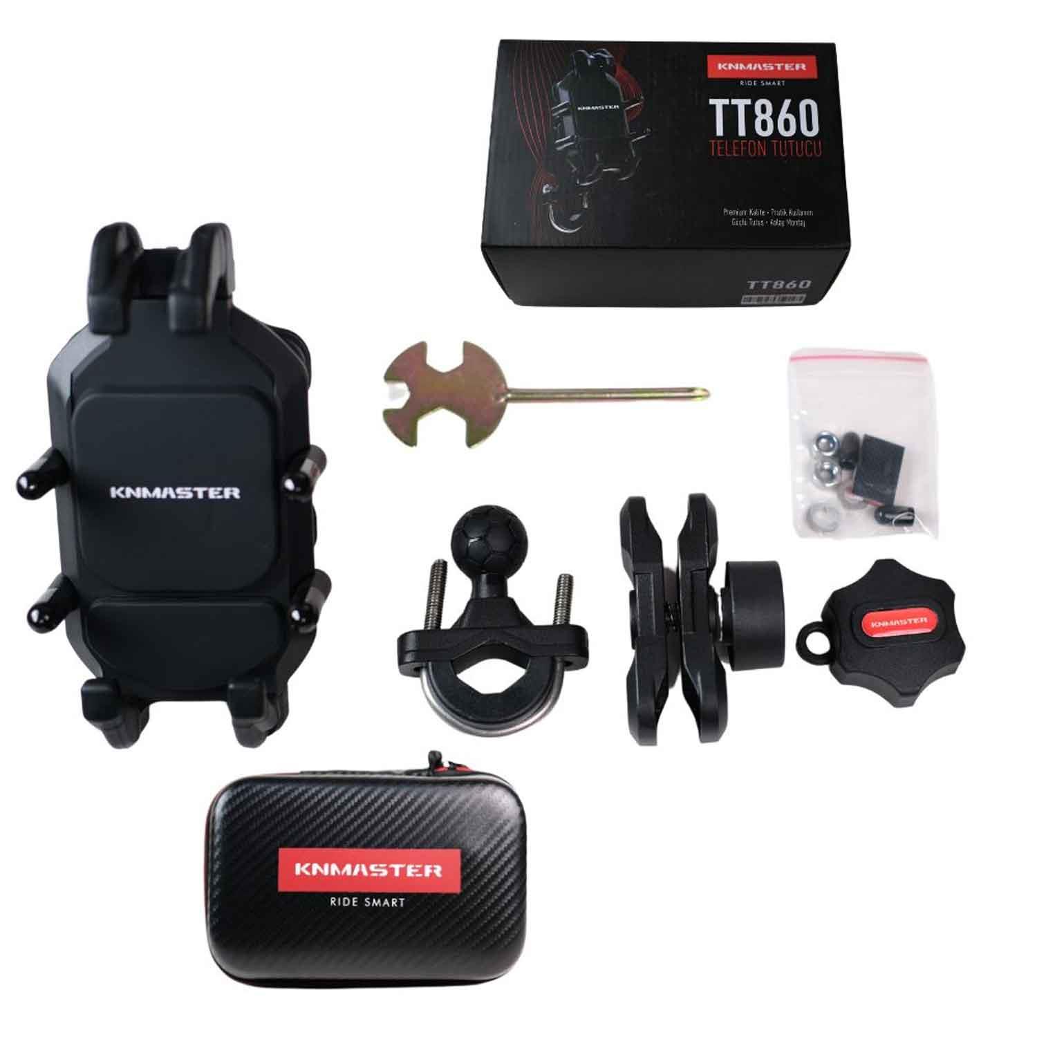 Knmaster TT-860 Titreşim Engelleyicili Tüm Motosikletlere Uyumlu Telefon Tutucu
