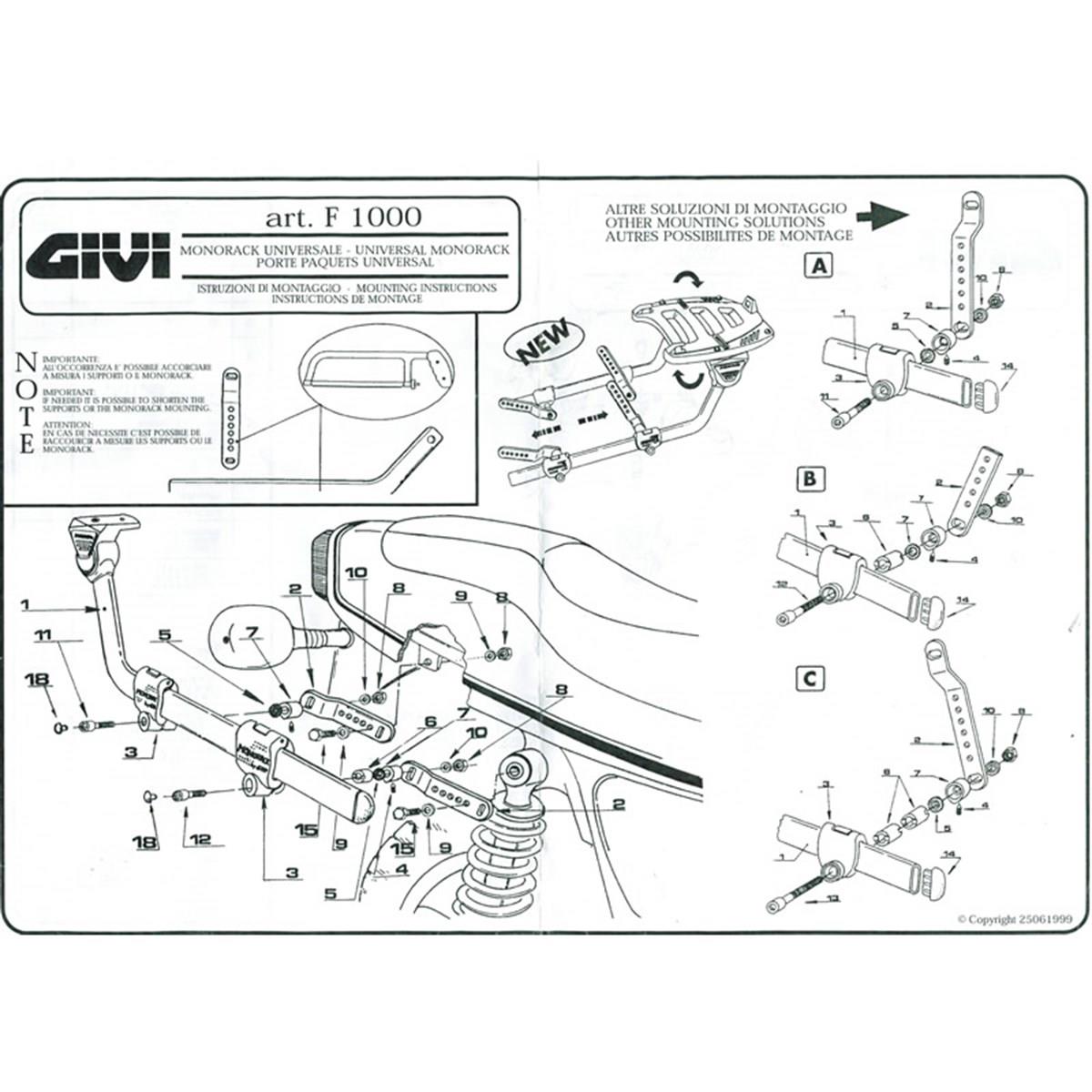 Givi 1000F Univeral Monorack Arka Çanta Taşıyıcı
