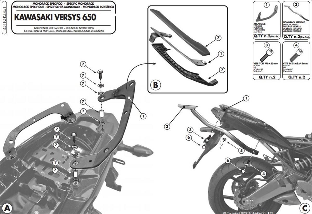 Givi 451FZ KAWASAKI VERSYS 650 (10-14) Arka Çanta Taşıyıcı