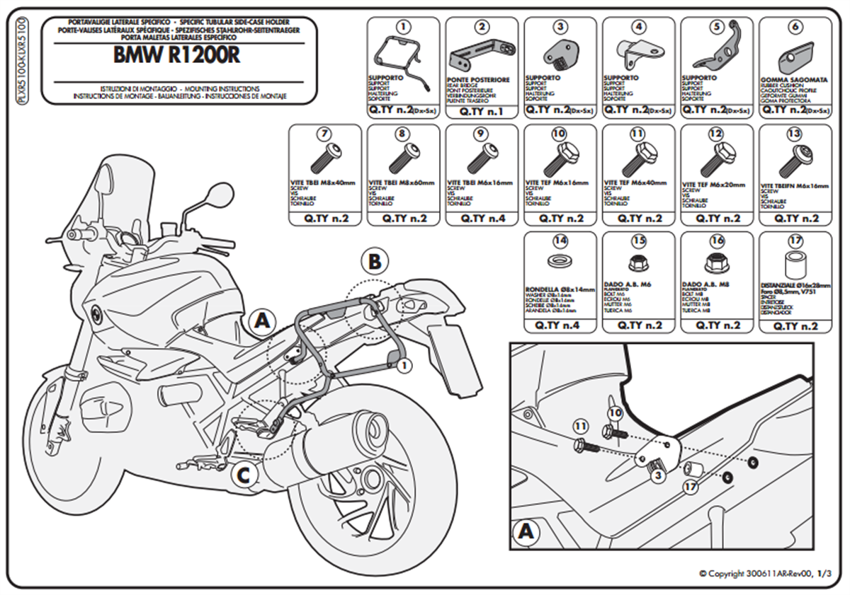 Givi PLXR5100 BMW R 1200R (11-14) Yan Çanta Taşıyıcı