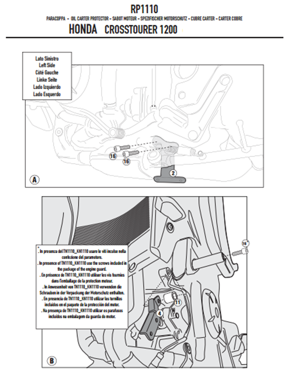Givi RP1110 Honda VFR 1200X Crosstourer (12-19) Karter Koruma