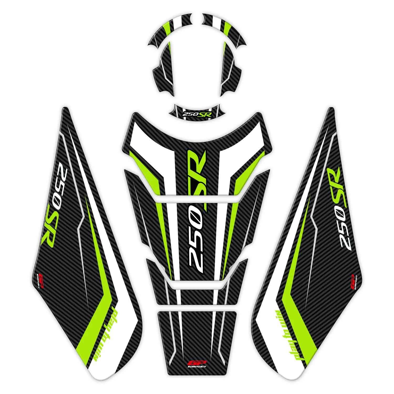 GP Kompozit CF Moto 250 SR 2020-2023 Uyumlu Tank Pad Seti Sarı