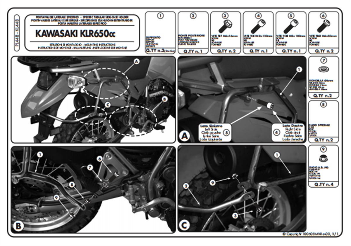 Kappa KL448 KAWASAKI KLR 650 ENDURO (07-19) Yan Çanta Taþıyıcı