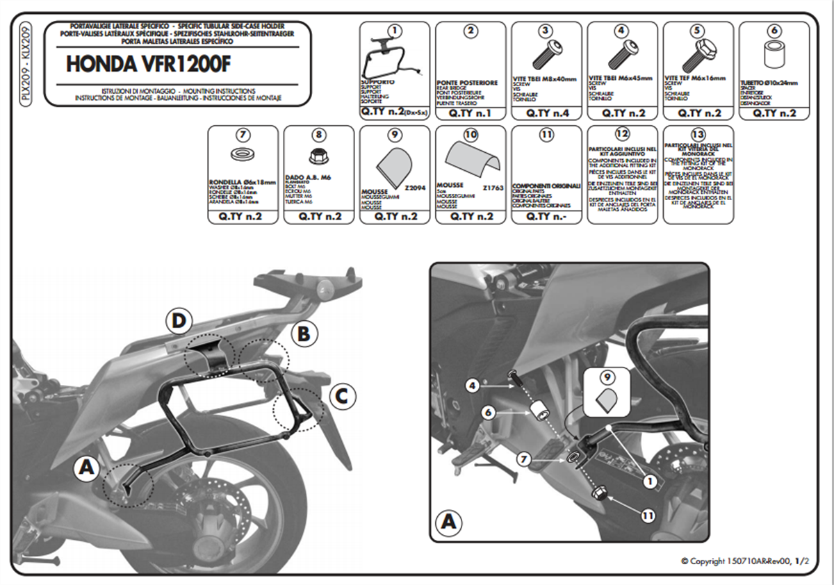 Kappa KLX209 HONDA VFR 1200 F (10-16) Yan Çanta Taþıyıcı