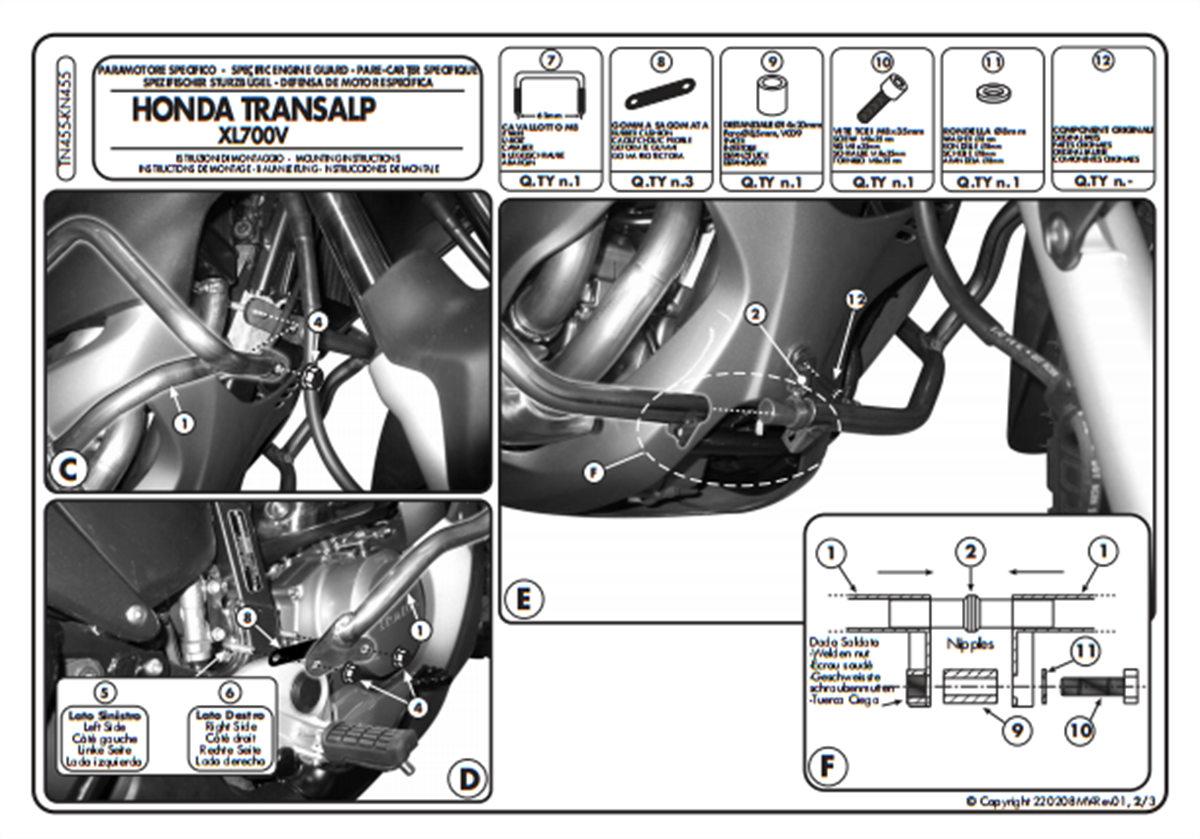 Kappa KN455 HONDA XL 700V TRANSALP (08-13) Koruma Demiri