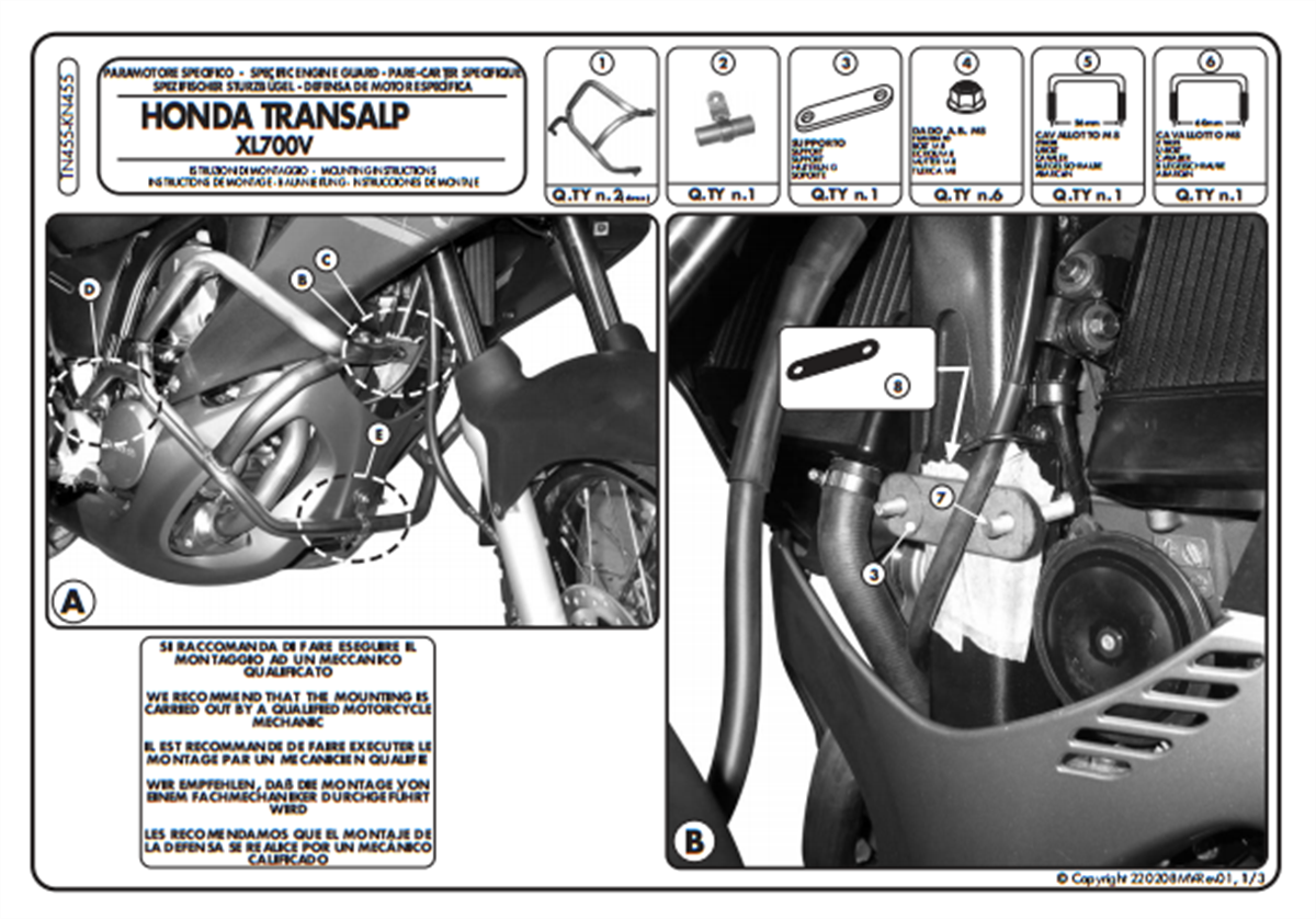 Kappa KN455 HONDA XL 700V TRANSALP (08-13) Koruma Demiri