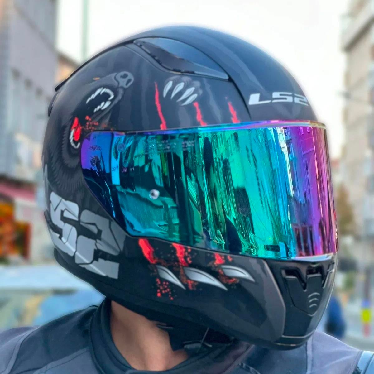 Ls2 Rapid 2 Clawn Full Face Motosiklet Kaskı Gökkuşağı Vizörlü